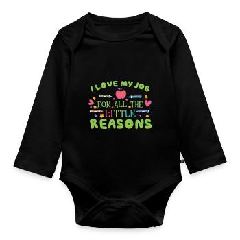 Montessori Teacher - Organic Longsleeve Baby Bodysuit - black - Front