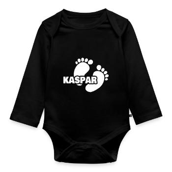 Footprint for Kaspar Birth Baby - Organic Longsleeve Baby Bodysuit - black - Front