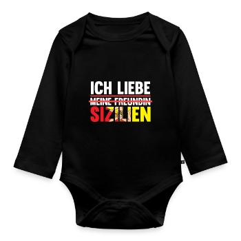 Sizilianer Sizilianisch Sizilien - Baby Bio-Langarm-Body - Schwarz - Vorne