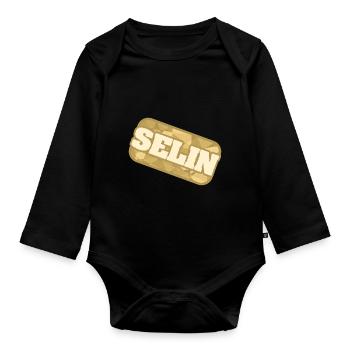 Geschenk für Selin - Baby Bio-Langarm-Body - Schwarz - Vorne