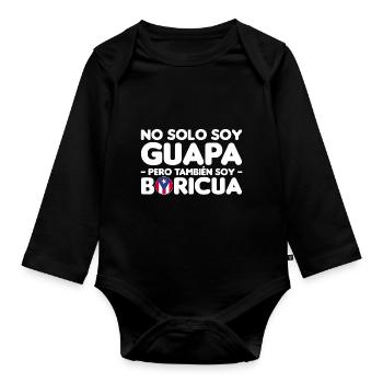 Puerto Rico Flagge | Puerto Ricaner Geschenkideen - Baby Bio-Langarm-Body - Schwarz - Vorne