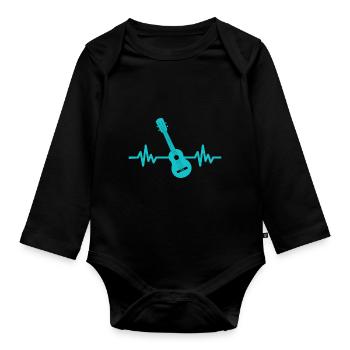 Herzschlag Gitarre - Rock 'n' Roll Punk Band Metal - Baby Bio-Langarm-Body - Schwarz - Vorne