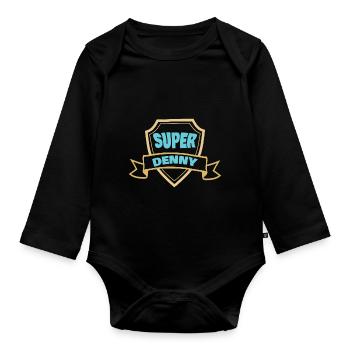 Geschenk für Denny - Baby Bio-Langarm-Body - Schwarz - Vorne