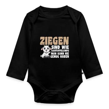 Ziege Ziegenbauer Bauernhof Landwirt Bauer Ziegen - Baby Bio-Langarm-Body - Schwarz - Vorne