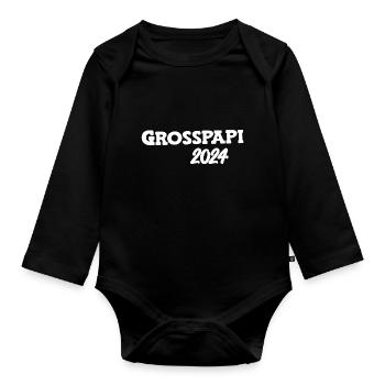 Grosspapi 2024 Befördert zum Grosspapi Opa Schweiz - Baby Bio-Langarm-Body - Schwarz - Vorne