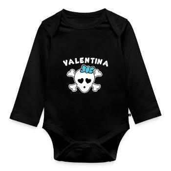 Design Pirate Valentina pour Filles et Femmes - Body Bébé bio manches longues - noir - Devant