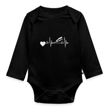Ski Jumper Ski Ski Flying Ski Jumping Winter Sports - Organic Longsleeve Baby Bodysuit - black - Front