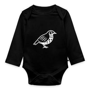 cailles petit oiseau caille - Body Bébé bio manches longues - noir - Devant