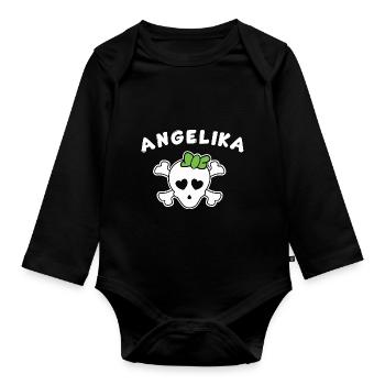 Piratin Angelika Design für Mädchen und Frauen - Baby Bio-Langarm-Body - Schwarz - Vorne