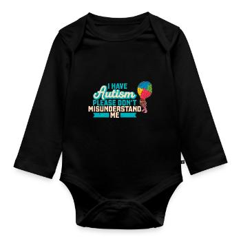 I Have Autism Balloon Autistic Autism Puzzle Piece - Organic Longsleeve Baby Bodysuit - black - Front