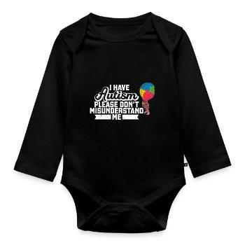 I Have Autism Balloon Autistic Autism Puzzle Piece - Organic Longsleeve Baby Bodysuit - black - Front