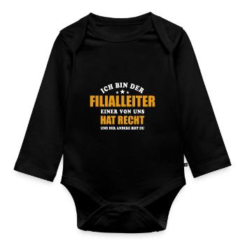 Ich bin der Filialleiter - einer von uns hat Recht - Baby Bio-Langarm-Body - Schwarz - Vorne