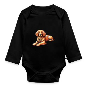 Golden Retriever - Baby Bio-Langarm-Body - Schwarz - Vorne