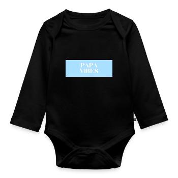papa vibes - Baby Bio-Langarm-Body - Schwarz - Vorne