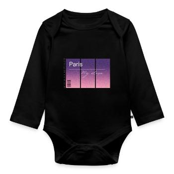 Paris, my love. Souvenir WITH GPS data - Organic Longsleeve Baby Bodysuit - black - Front