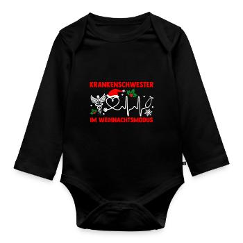 Santa Claus Christmas Nurse - Organic Longsleeve Baby Bodysuit - black - Front