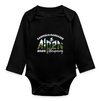 Alpenüberquerung 2025, Garmisch Gardasee, Rad - Baby Bio-Langarm-Body - Schwarz - Vorne