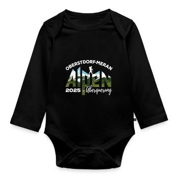 Alpenüberquerung 2025, Oberstdorf Meran, Wandern - Baby Bio-Langarm-Body - Schwarz - Vorne