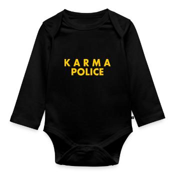 Karma police - Baby Bio-Langarm-Body - Schwarz - Vorne