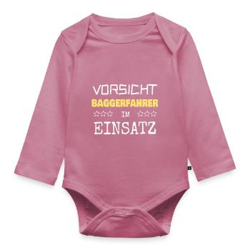 Baggerfahrer - Baby Bio-Langarm-Body - Mauve - Vorne