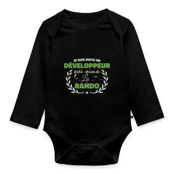 Fier d’être Développeur et Passionné de la Rando - Body Bébé bio manches longues - noir - Devant