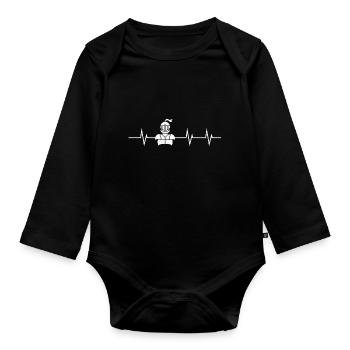 Heartbeat of a Knight - Organic Longsleeve Baby Bodysuit - black - Front