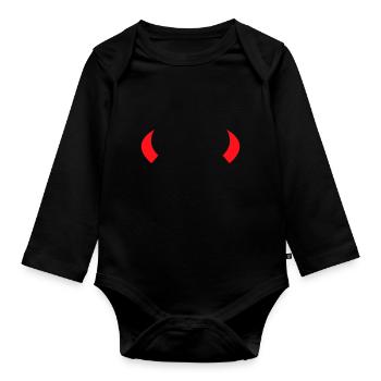 Teufelhörner Teufel Teufelchen - Baby Bio-Langarm-Body - Schwarz - Vorne