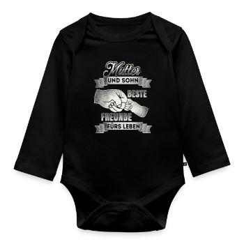 Mère et fils - meilleurs amis - DE - Body Bébé bio manches longues - noir - Devant
