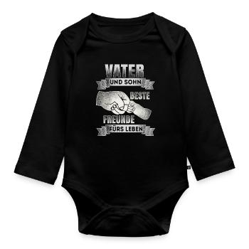 Vater und Sohn - Beste Freunde - DE - Baby Bio-Langarm-Body - Schwarz - Vorne