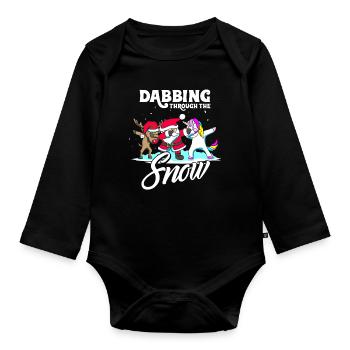 Dabbing Santa DAB Unicorn reindeer Christmas gift - Organic Longsleeve Baby Bodysuit - black - Front