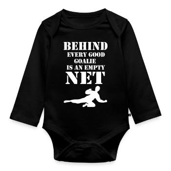Gardien de but de Floorball - Body Bébé bio manches longues - noir - Devant