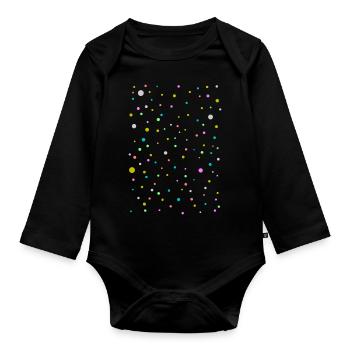 Bunte Punkte, Schön, Modisches Design - Baby Bio-Langarm-Body - Schwarz - Vorne