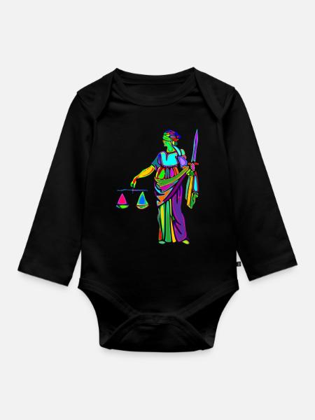 Justiz - Baby Bio-Langarm-Body - Schwarz