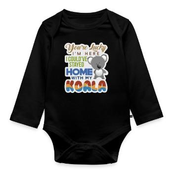 Sweet Koala Animal Love Australia Gift Kids - Organic Longsleeve Baby Bodysuit - black - Front