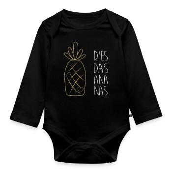 ananas - Body Bébé bio manches longues - noir - Devant