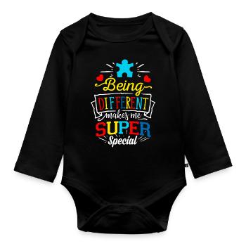 Autismus Geschenk Asperger Eltern Awareness ADHS - Baby Bio-Langarm-Body - Schwarz - Vorne