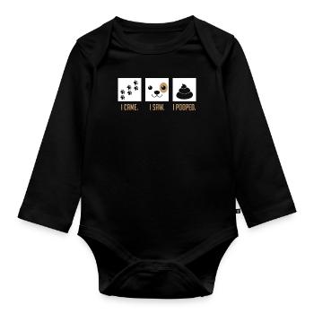Ich kam ich sah ich kackte lustiges Welpenhaus-Training - Baby Bio-Langarm-Body - Schwarz - Vorne