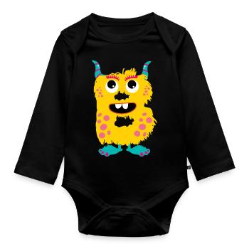 Lettre B Gift Monster ABC Prénom avec B - Body Bébé bio manches longues - noir - Devant