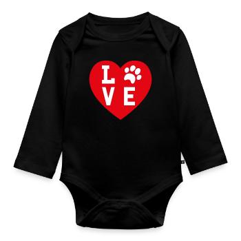 Love Dogs Paw Heart Love Dog Paw Heart - Organic Longsleeve Baby Bodysuit - black - Front
