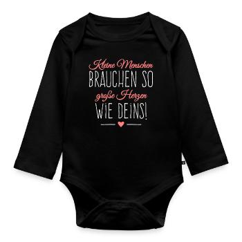 Geschenkidee für liebevolle Erzieherin oder Mama - Baby Bio-Langarm-Body - Schwarz - Vorne
