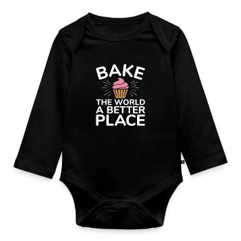Cuisson, Baker, Love to Bake Design de cadeau mignon - Body Bébé bio manches longues - noir - Devant