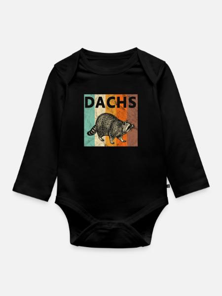 Dachs - Baby Bio-Langarm-Body - Schwarz