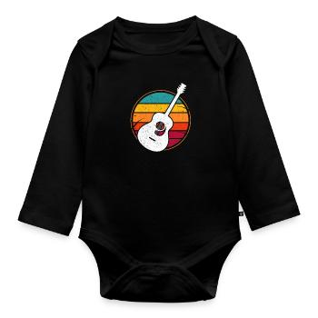 Guitar retro - Organic Longsleeve Baby Bodysuit - black - Front