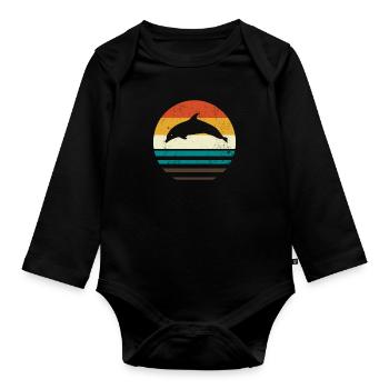 dolphin - Organic Longsleeve Baby Bodysuit - black - Front