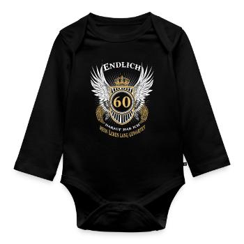 Cadeau d'anniversaire 60 - Body Bébé bio manches longues - noir - Devant
