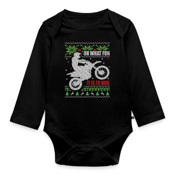 Hässliche Weihnachten Dirt Bike Motocross - Baby Bio-Langarm-Body - Schwarz - Vorne