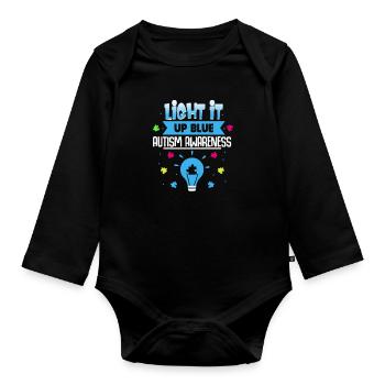 autism - Organic Longsleeve Baby Bodysuit - black - Front