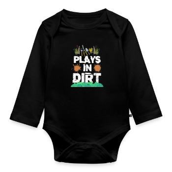 Gartenarbeit - Baby Bio-Langarm-Body - Schwarz - Vorne