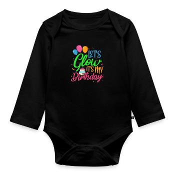 Glow Geburtstag Party Neon Birthday Geschenk - Baby Bio-Langarm-Body - Schwarz - Vorne