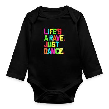 Rave Techno Glow Neon Led Party Festival GEschenk - Baby Bio-Langarm-Body - Schwarz - Vorne